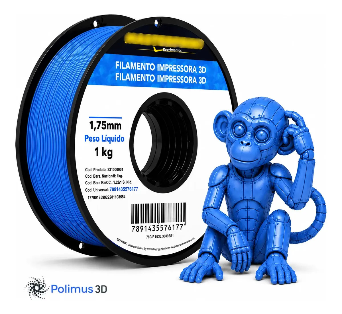 Imagem 1 de 9 de Filamento De Impressão 3D PETG Cor AZUL 1kg MASTERPRINT Brilho Premium Para Imprimir Peças 3D Impressora 3D Modelagem Miniaturas Enfeites e Projetos By Polimus 3D