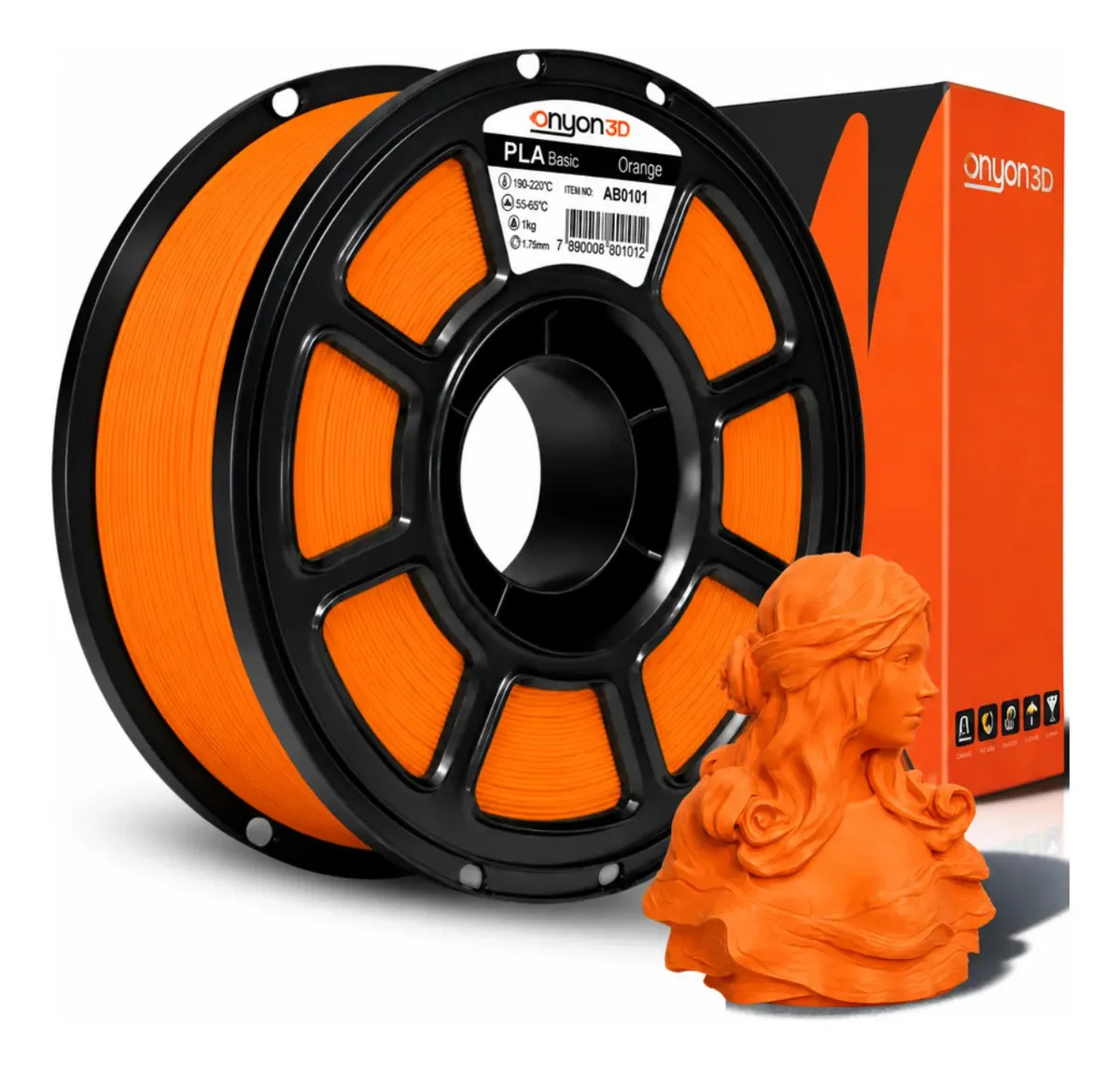 Imagem 1 de 2 de Filamento Pla Impressão 3d High Speed 1kg Onyon3d 1.75mm Ful Laranja