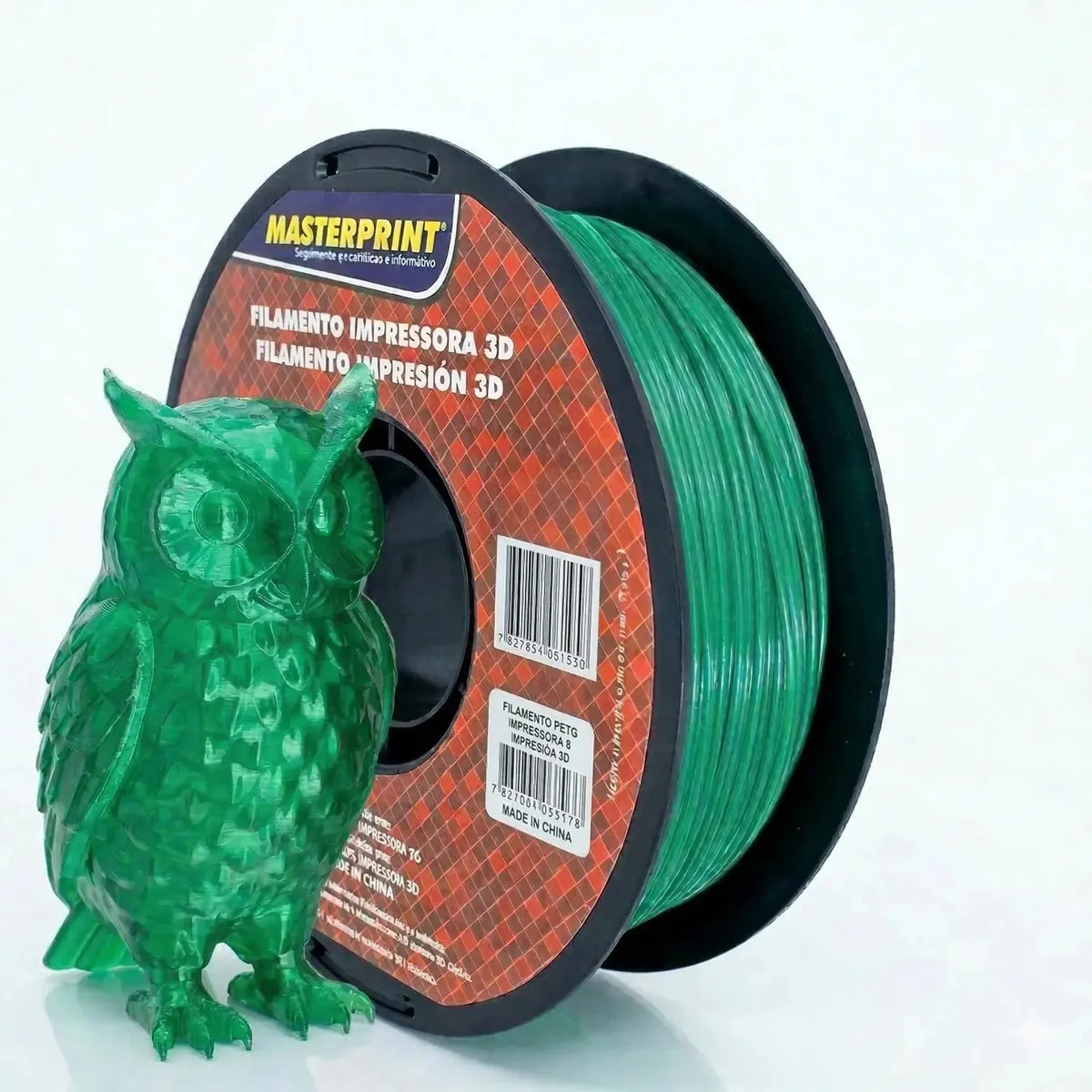 Imagem 1 de 3 de Filamento 3d Masterprint Petg 1.75mm 1kg Cores Cor Translucido Verde