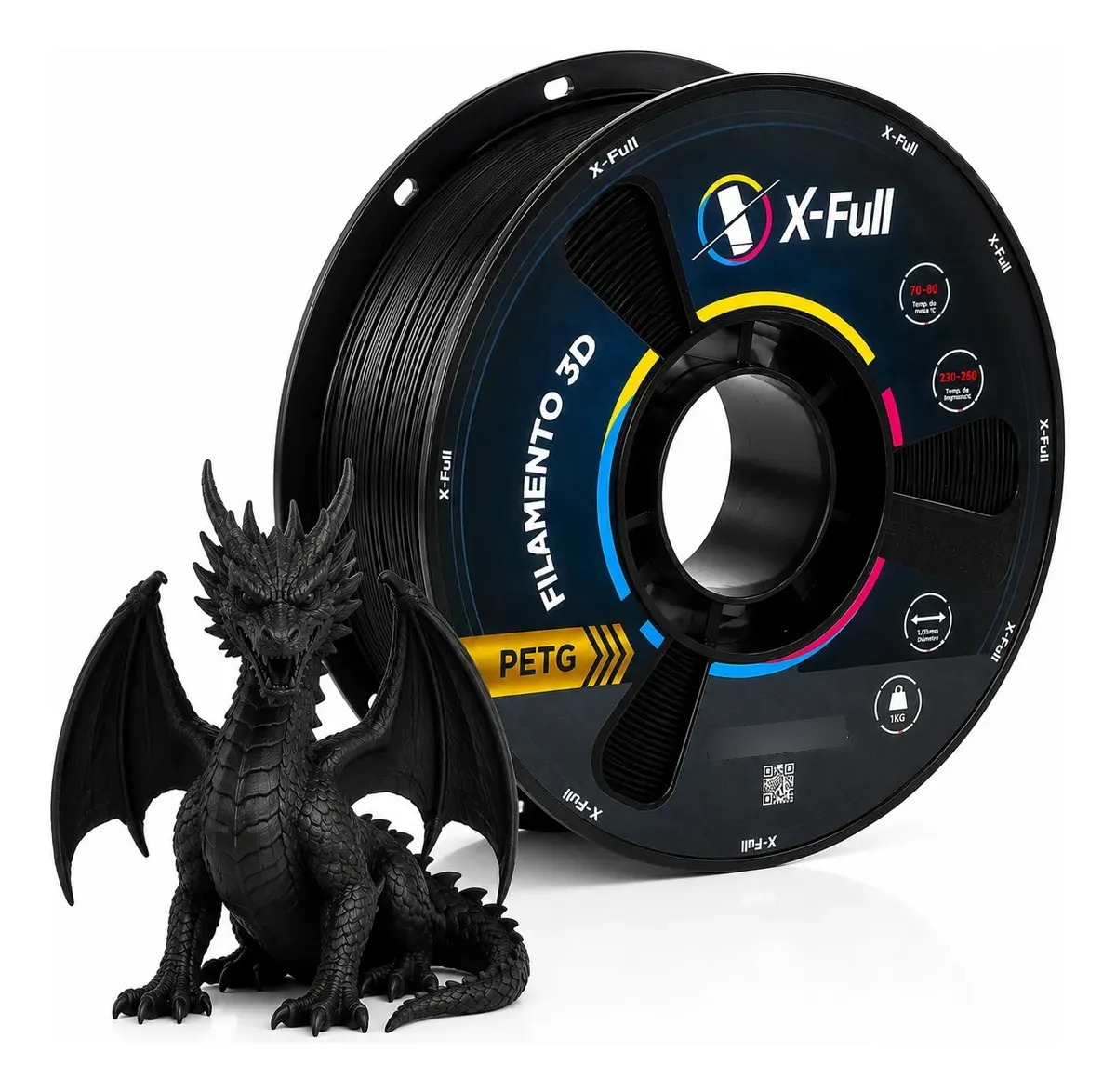 Imagem 1 de 5 de Filamento Petg 1kg Impressão 3d 1,75mm X-full Premium Branco
