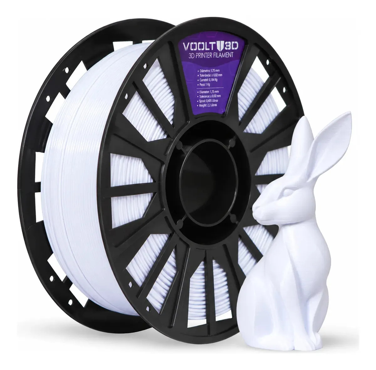 Imagem 1 de 5 de Voolt3D Filamento PETG HF High Fluidity Branco Dental Premium 1kg