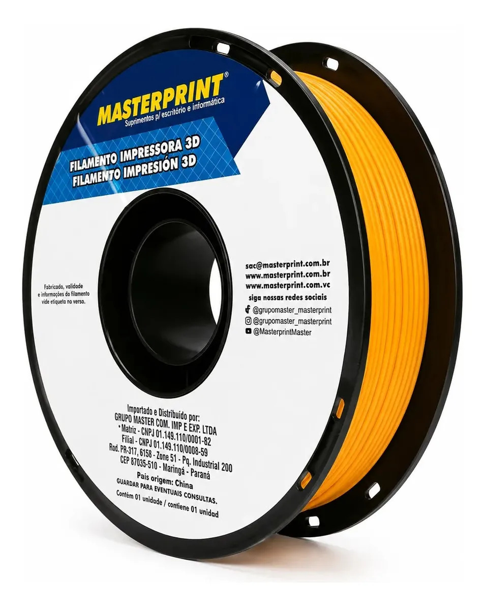 Imagem 1 de 7 de Filamento Impressão 3d 1,75mm 1kg Masterprint Petg Amarelo