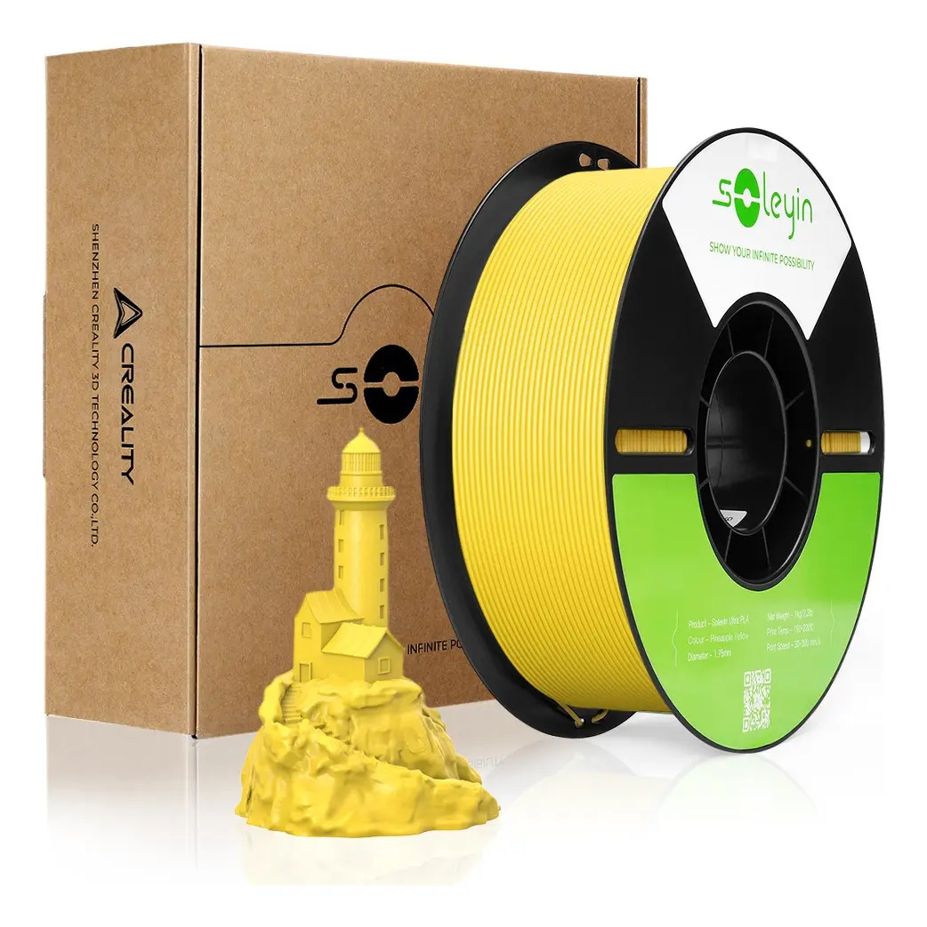 Imagem 1 de 1 de Filamento Pla de impressão Ultra 3D Creality Soleyin 1 kg 1,75 mm Cor: amarelo abacaxi