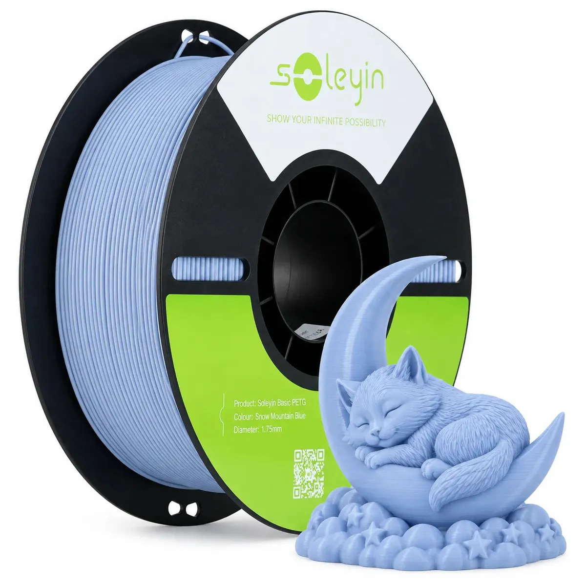 Imagem 1 de 11 de Filamento PET-G SOLEYIN Azul Claro de 1.75 mm para Impressora 3D