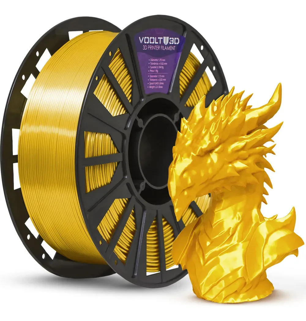 Imagem 1 de 5 de Filamento PLA Dourado V-Silk High Speed Premium - 1Kg