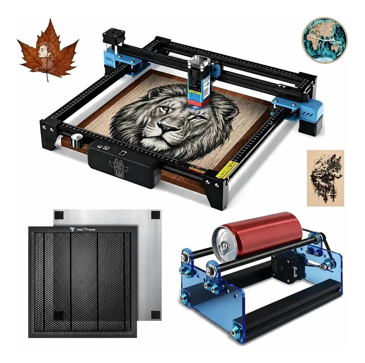 Imagem 1 de 6 de Gravadora Laser Tts 55-pro + Rotativo Rolo E Placa Colmeia