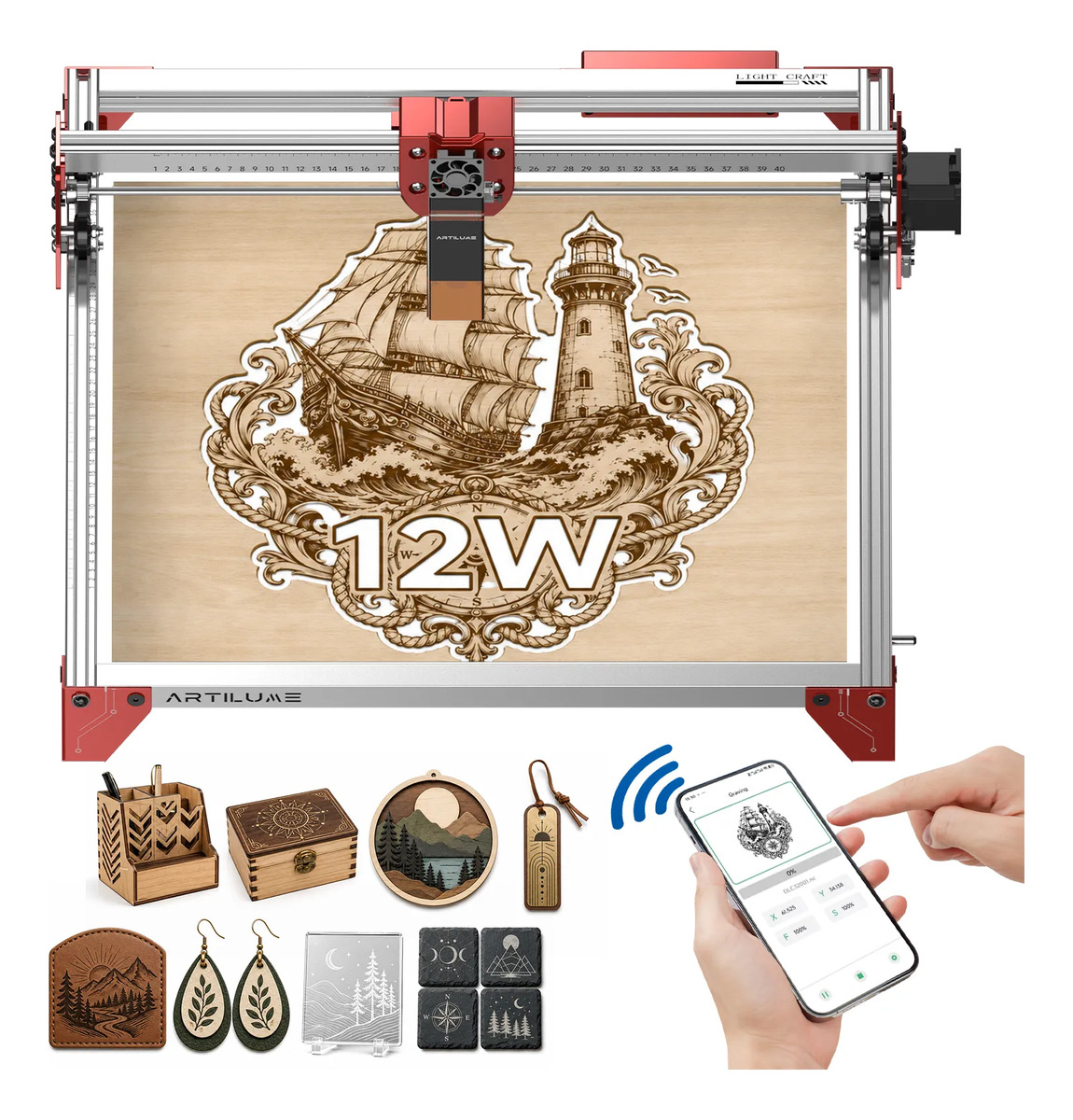 Imagem 1 de 9 de Artilume Máquina De Gravação E Corte A Laser A4 12w App Wifi