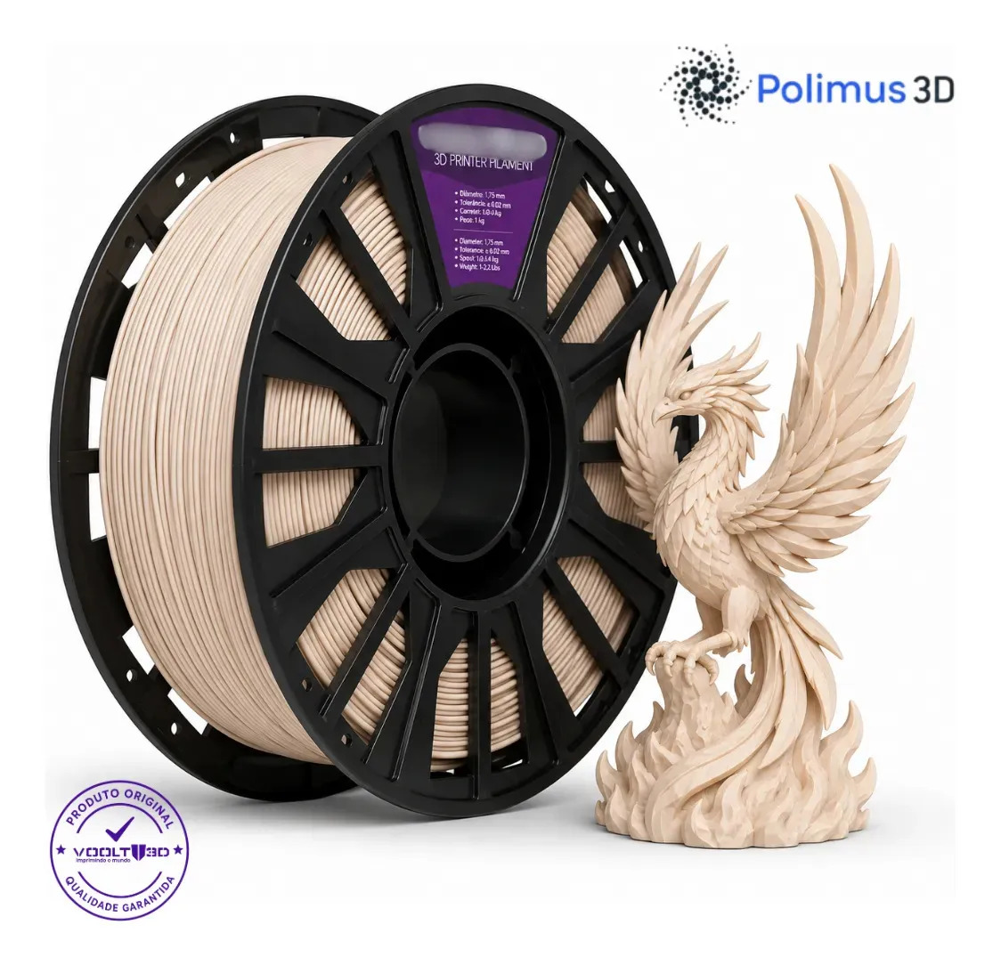 Imagem 1 de 7 de Filamento de Impressão 3D PLA BEGE CAUCASIANO Velvet Efeito Fosco 1kg High Speed Premium Para Imprimir Peças 3D Impressora 3D Modelagem Miniaturas Enfeites e Projetos By Polimus 3D