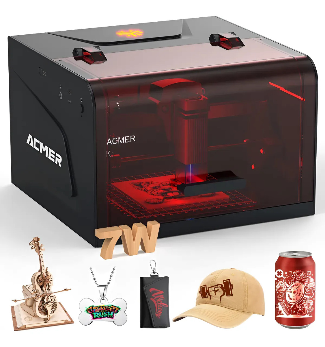 Imagem 1 de 10 de Gravadora Laser Acmer K1 7w Fechada De Mesa Compacta Diy