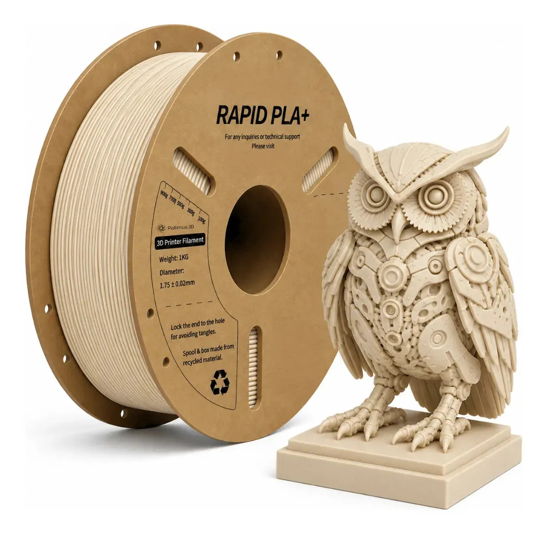 Imagem 1 de 6 de Filamento De Impressora 3D Elegoo PLA RAPID + Cor BEGE Vanilla 1.75mm 1kg Brilho Premium Para Imprimir Peças 3D Impressão 3D Modelagem Miniaturas Enfeites e Projetos Polimus 3D