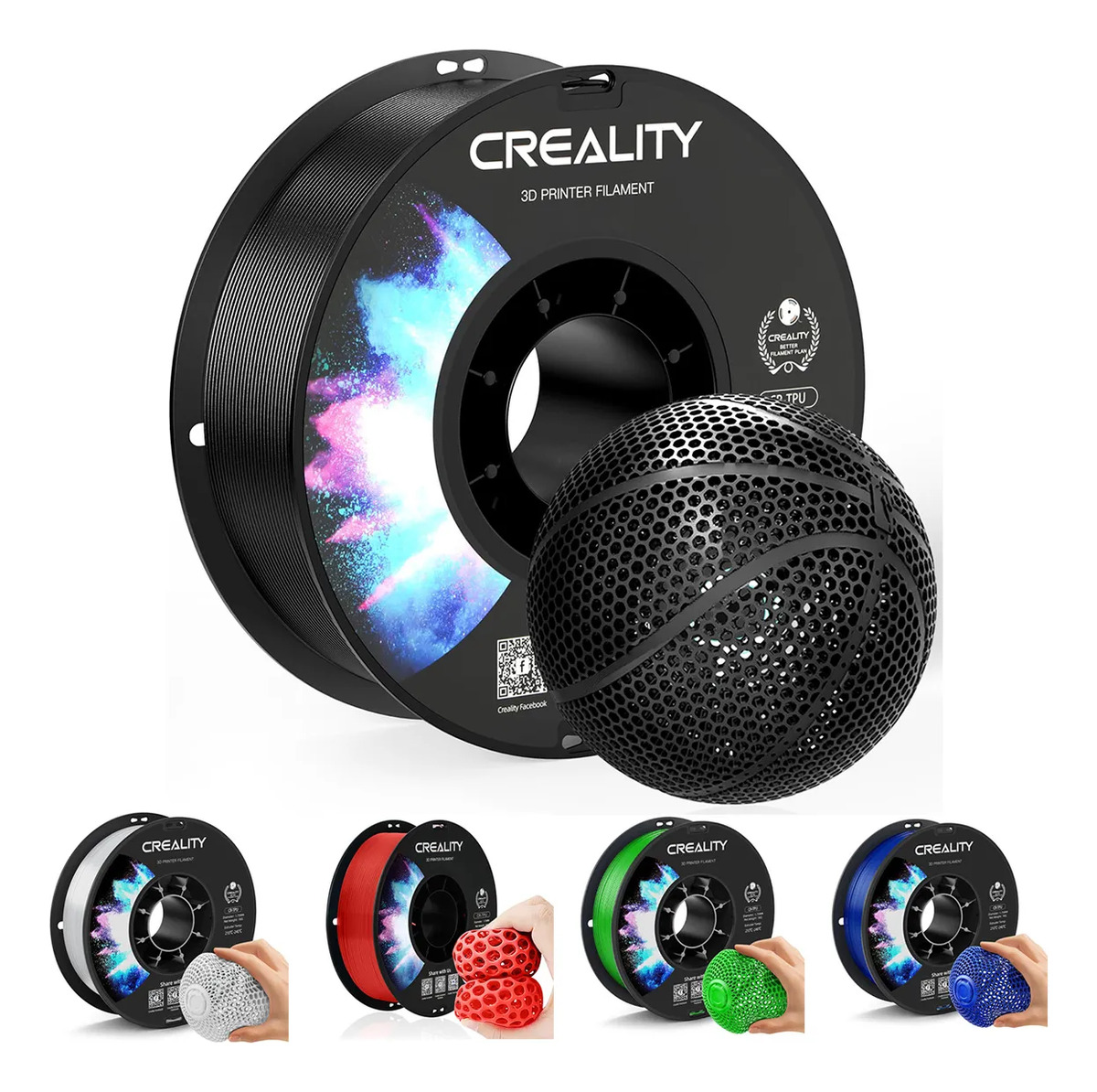 Imagem 1 de 8 de Filamento Creality Cr-tpu 95a 1.75mm 1kg Para Impressora 3d