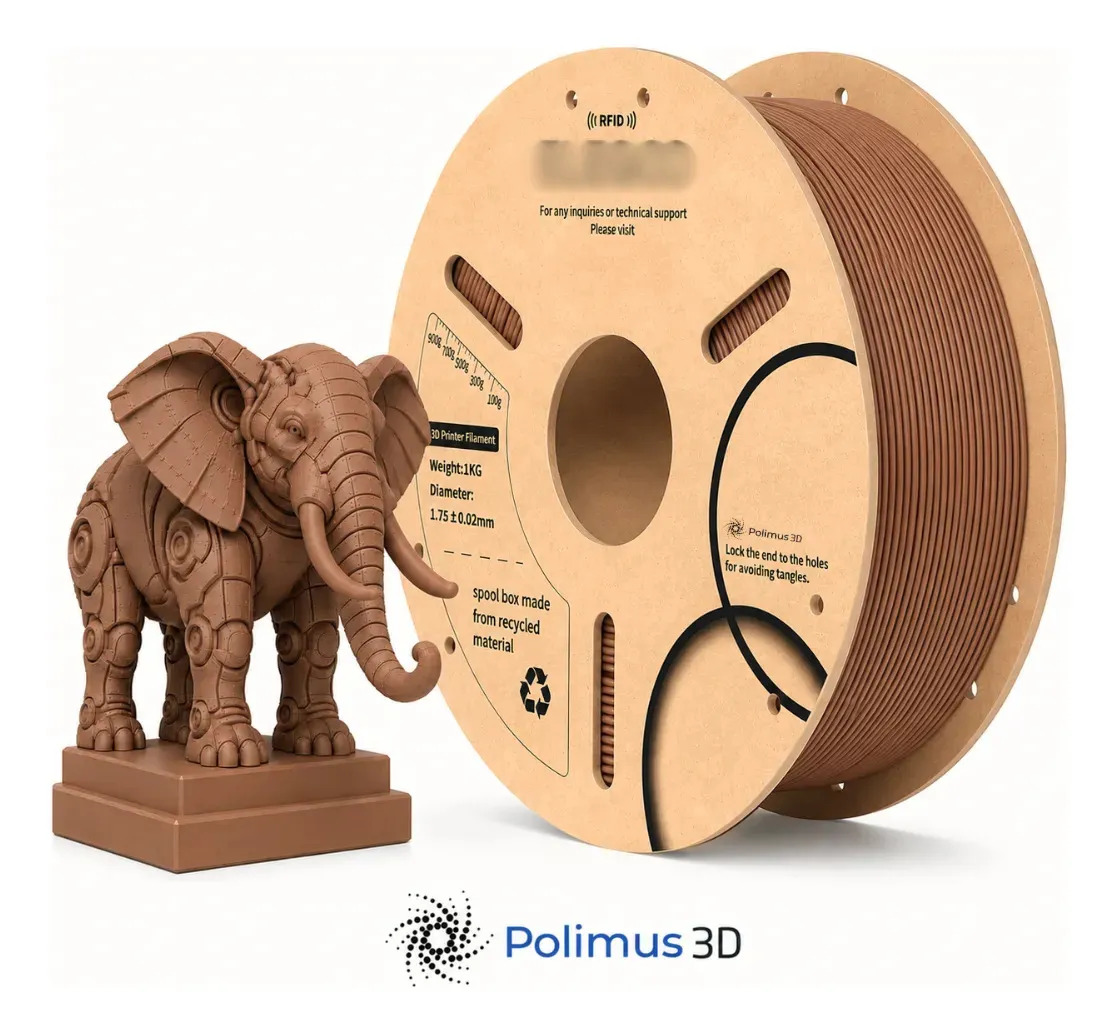 Imagem 1 de 5 de Filamento PLA Marrom Polimus 3D de 1.75 mm para Impressão 3D 1 kg