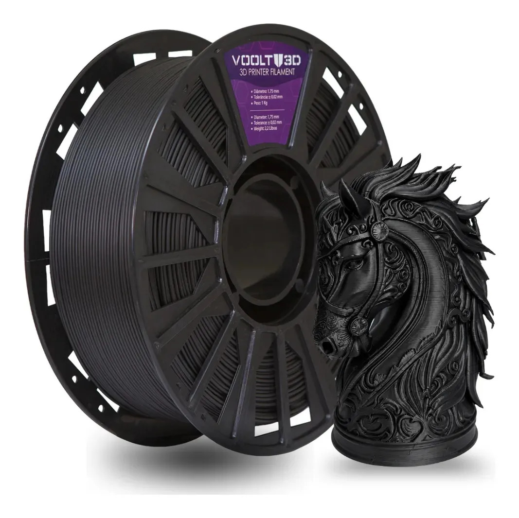 Imagem 1 de 3 de Filamento Pla Preto Evo 1kg Impressora 3D Imprimindo Peças De Decoração Em 3D Fabricação Nacional