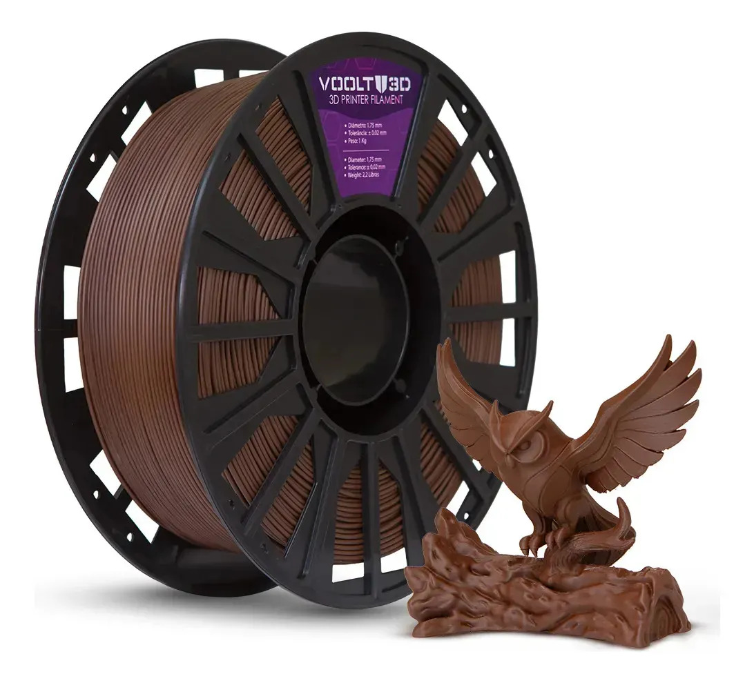 Imagem 1 de 5 de Filamento Pla Marrom Velvet 1kg Fab. Nacional Voolt3D