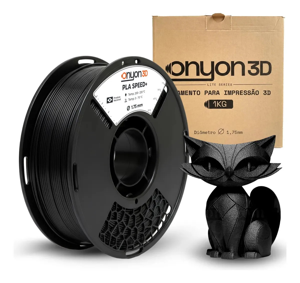 Imagem 1 de 7 de Filamento Pla Plus 1kg Impressão 3d Nacional - Cores Cor Preto
