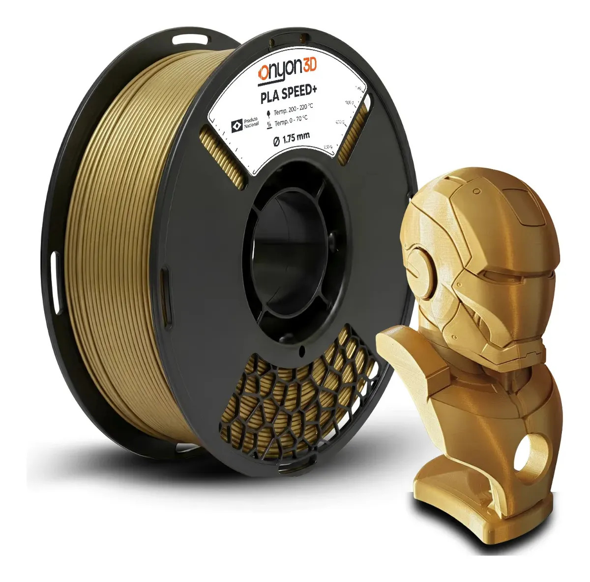 Imagem 1 de 4 de Filamento Pla Plus 1kg Impressão 3d Nacional - Cores Cor Dourado-brilhante