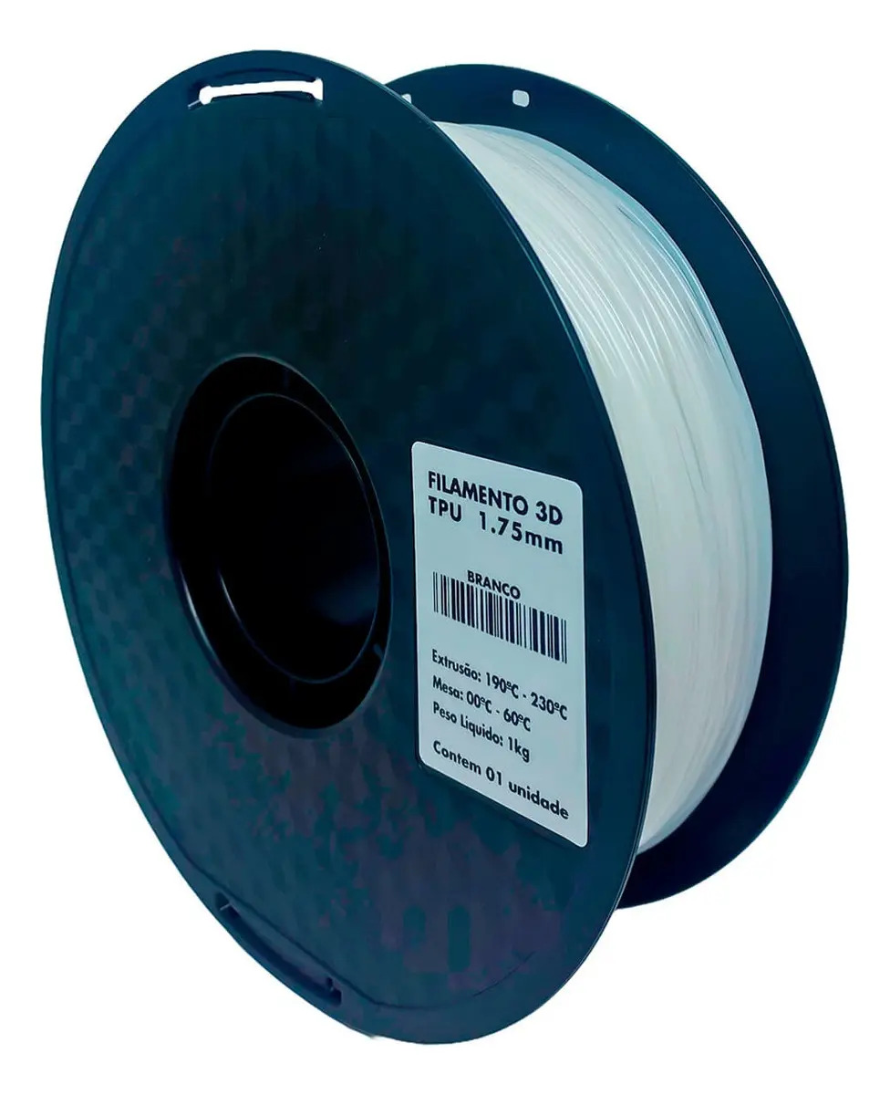 Imagem 1 de 4 de Filamento Tpu Para Impressora 3d 1.75mm Rolo 1kg Masterprint Cor Branco
